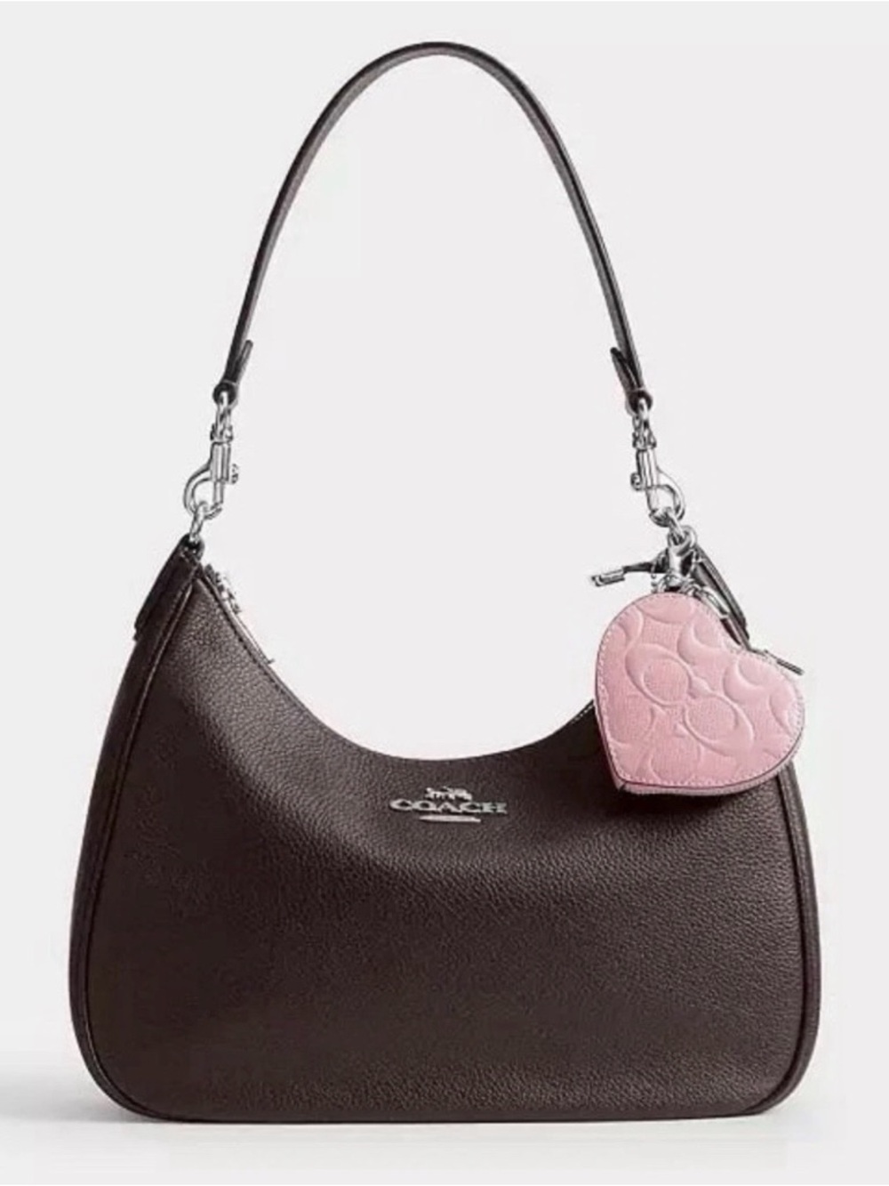NWT Coach Pink Embossed Heart Coin Purse & Charm in Signature Patent Leather - Picture 2 of 6